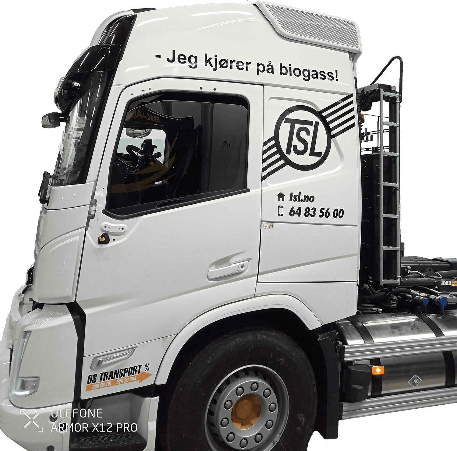 Dekor for TSL Transport lastebil med logo og kontaktinfo